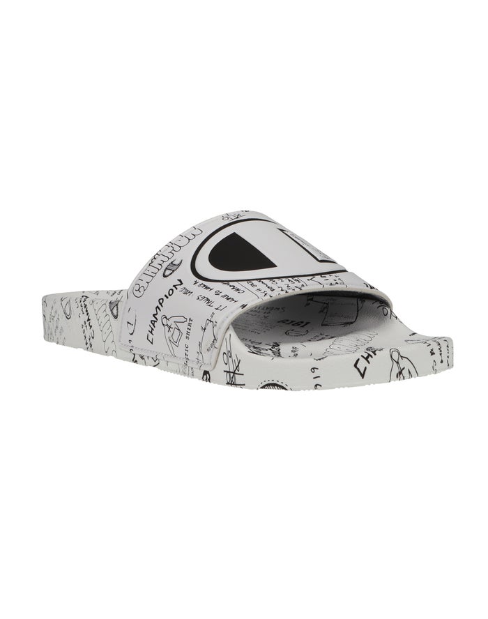 Chanclas Champion Hombre - Ipo Doodle ( Blancas/Negras ) 1627309-EX